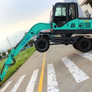 China Strong Power Low Fuel Consumption Hydraulic 8 Ton Wheel Excavators with Low Price