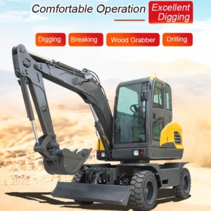 Construction Hydraulics Wheel Digger Household with Attachments 3.6t Orchard Greenhouse Bucket Mount Wheel Excavator for Sale