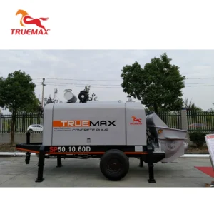 Hot Selling Concrete Machinery Truemax Sp50.10.60d Cement Stationary Putzmeister Diesel Trailer Concrete Pumps for Sale