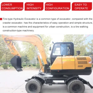 Road Outdoor Digging Holes Planting Trees Repairing Canals Crushing Drive Small Bucket Engineering Multifunctional Wheel Bucket Mini Hydraulic Excavator