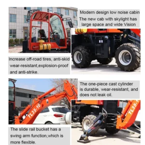 Titan Brand New High Quality 1ton Compact Cheap Mini Axle Parts Articulated Hot Sale Backhoe Loader with Grapple